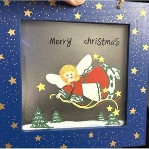 VTG Handmade Christmas Angel Sleigh Ride‎ Ornament Merry Christmas Wall Decor